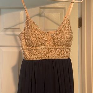 Gorgeous Navy Blue beaded prom dress